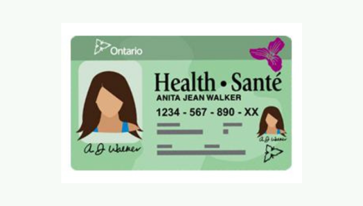 An illustration of the green/white Ontario Health Card.