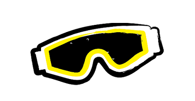 Ski goggles in black and yellow