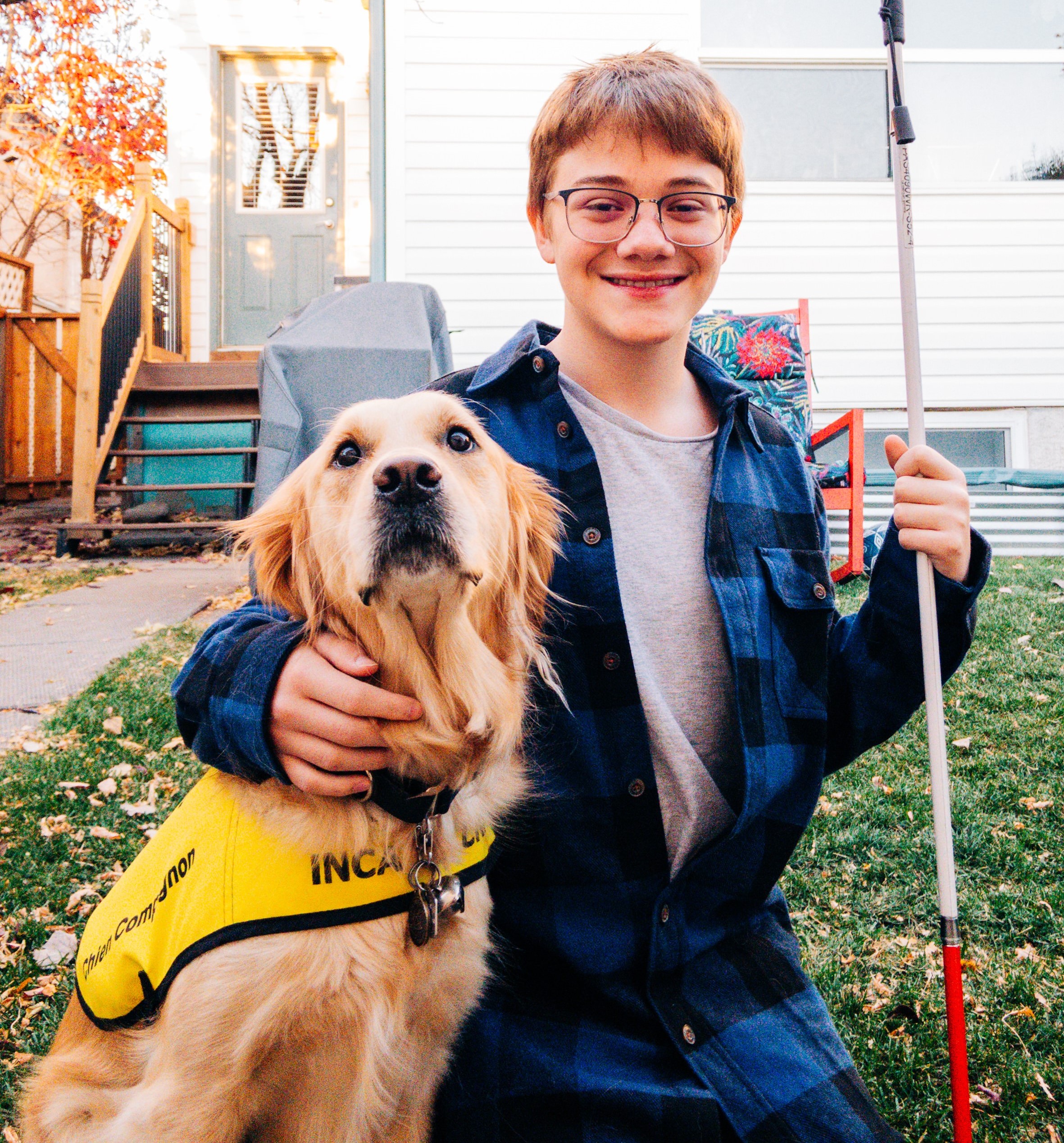 Image of Gabe with his CNIB Guide Dog Maggie