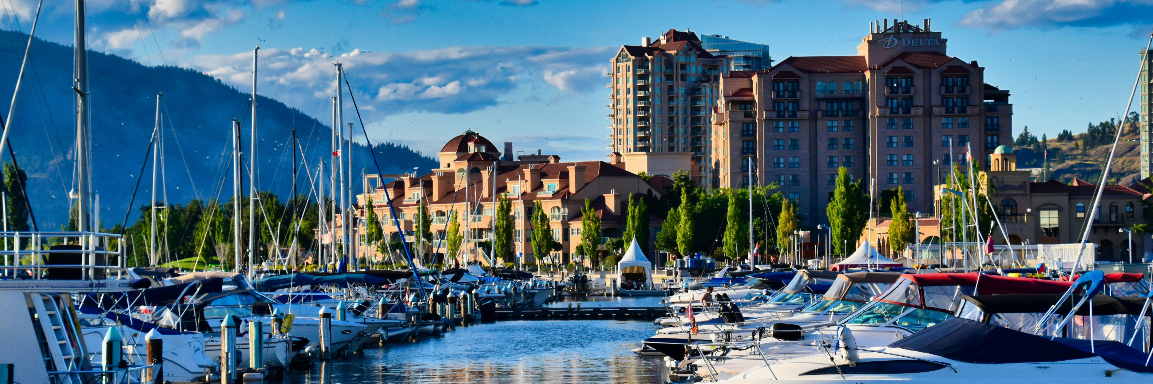 The Kelowna waterfront with the Delta located beside.