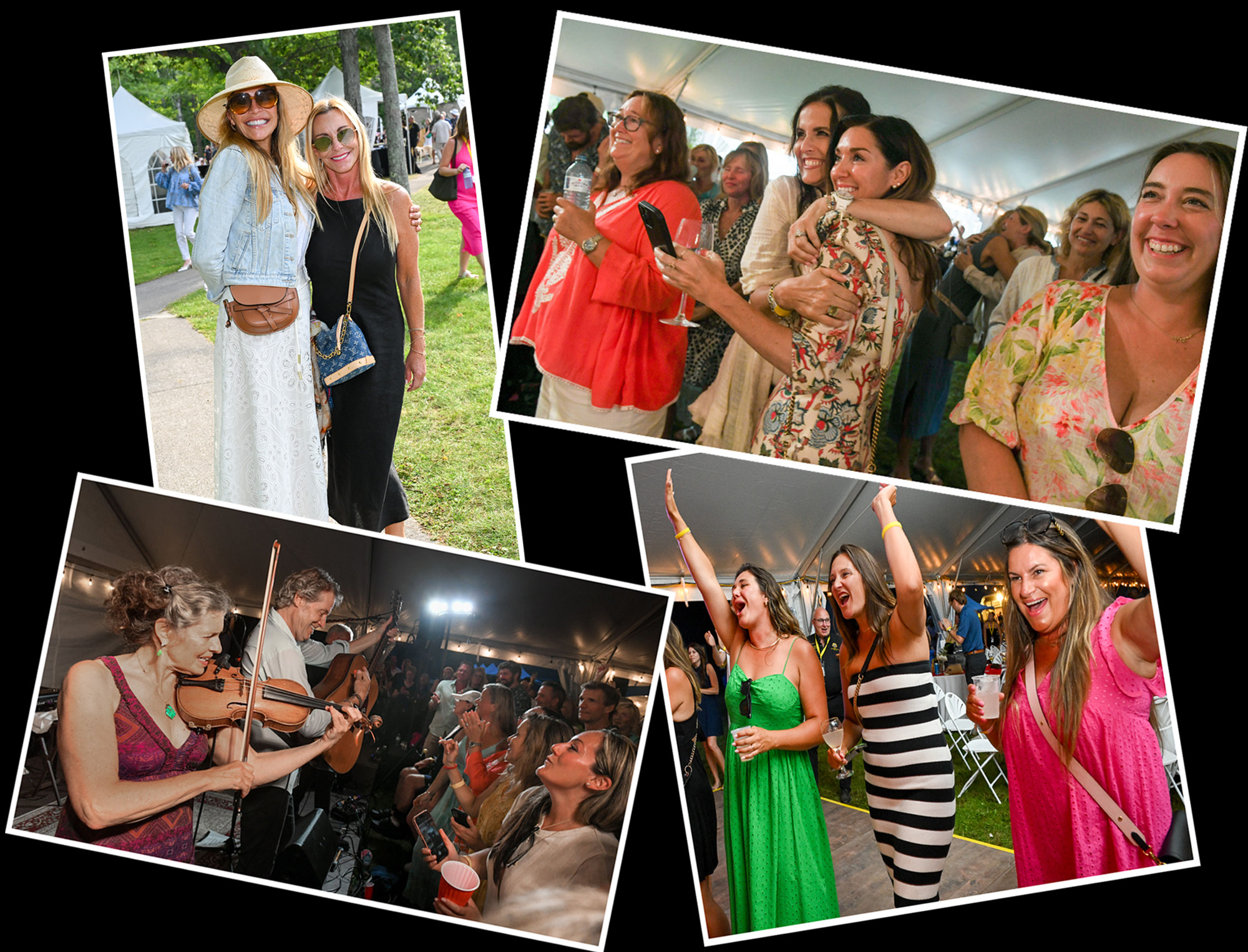 Photos from guests enjoying previous years of Lake Joe live events scattered against a black background 