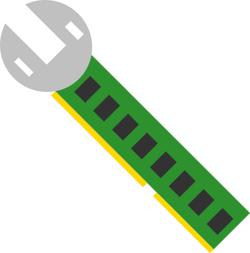 Logo de Bytetools. Une illustration d'une clé à molette dont la poignée ressemble à une carte mère d'ordinateur