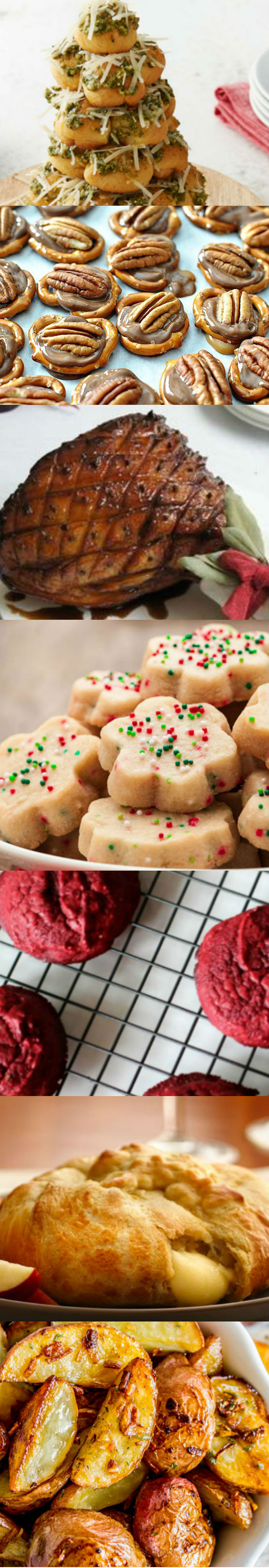 Collage containing images of holiday foods 