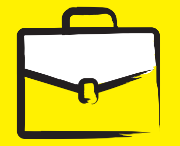 Image of the CNIB Work logo, which is a briefcase on a yellow background.