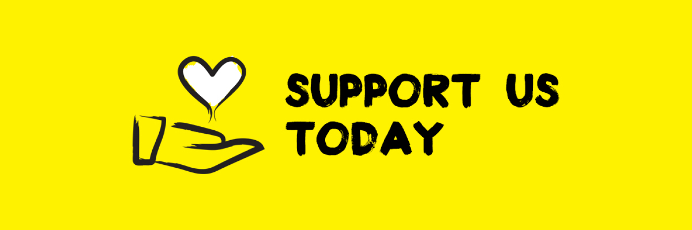 Hand with heart above icon - Support us today