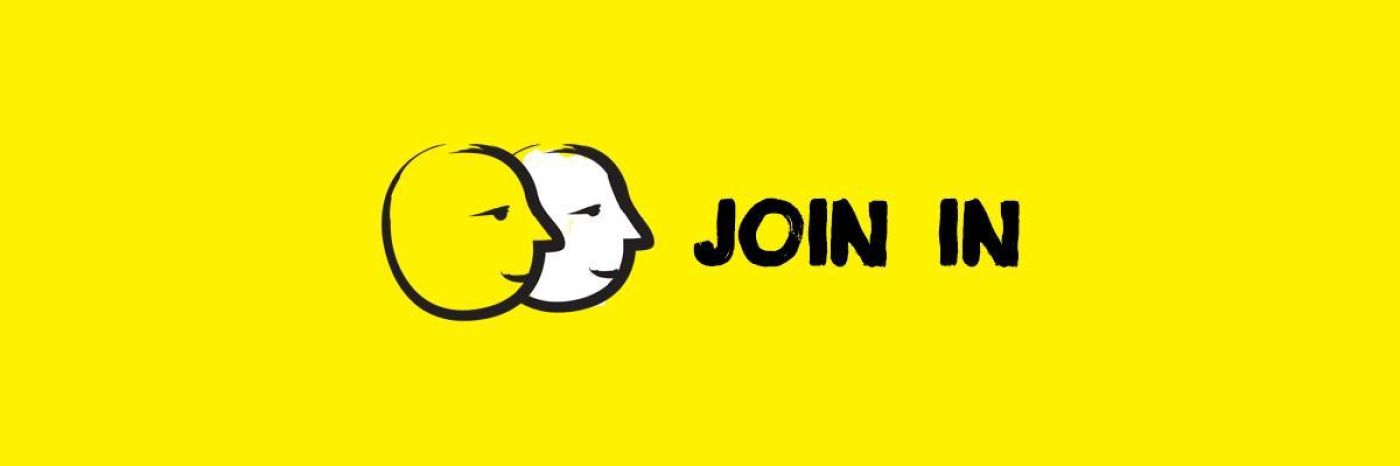 two head icons with the words, join in