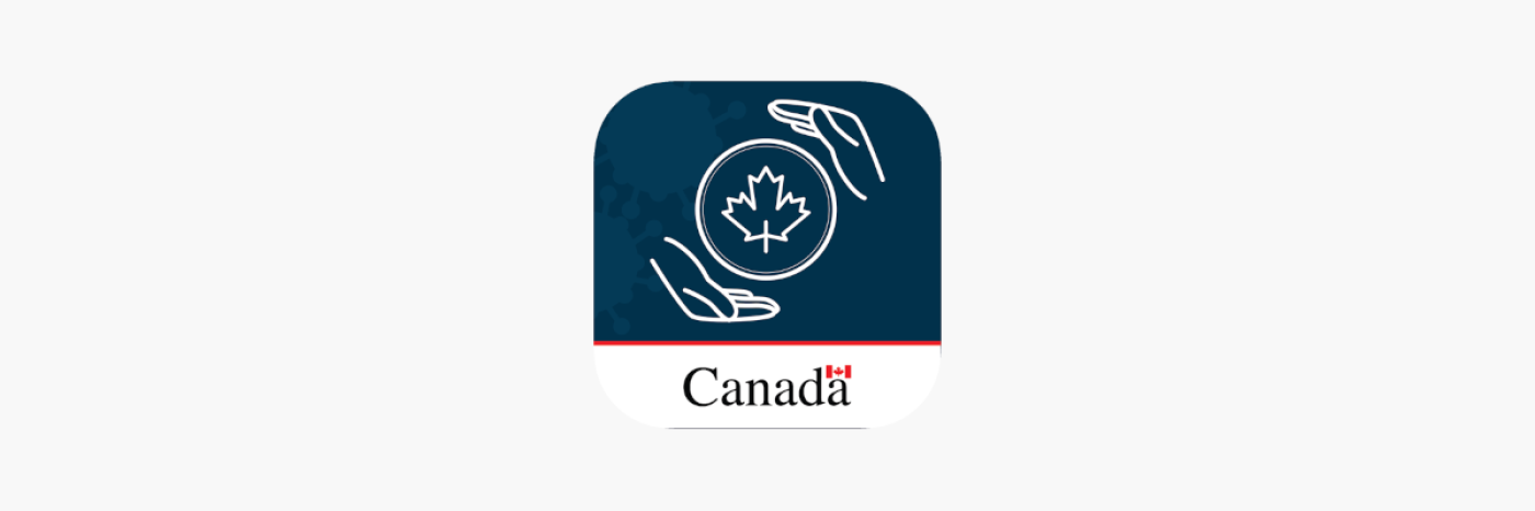 ArriveCAN app icon. A square illustration of hands holding a maple leaf, enclosed in a circle. Government of Canada icon.