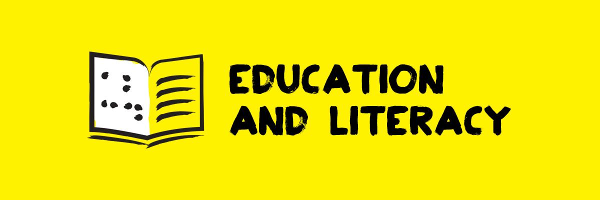 Education and literacy - Open book with braille icon