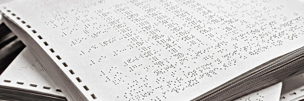 Stack of braille materials