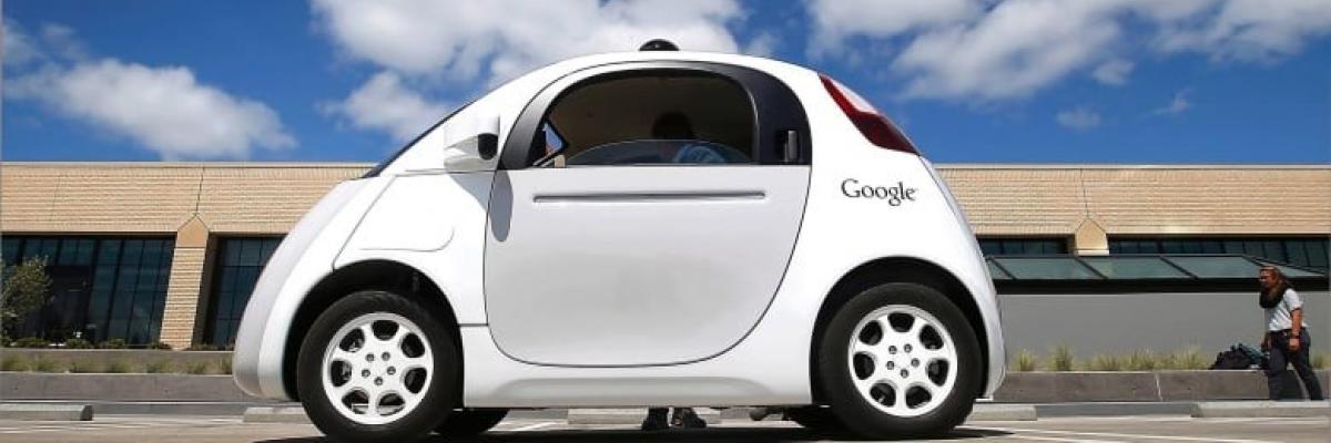 Google's self driving car is shown during a demonstration. Photo from CBC. 