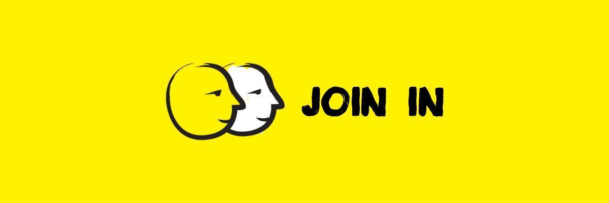 two head icons with the words, join in