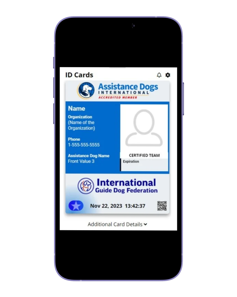A smartphone screen displays the new ADI-IGDF digital ID. 