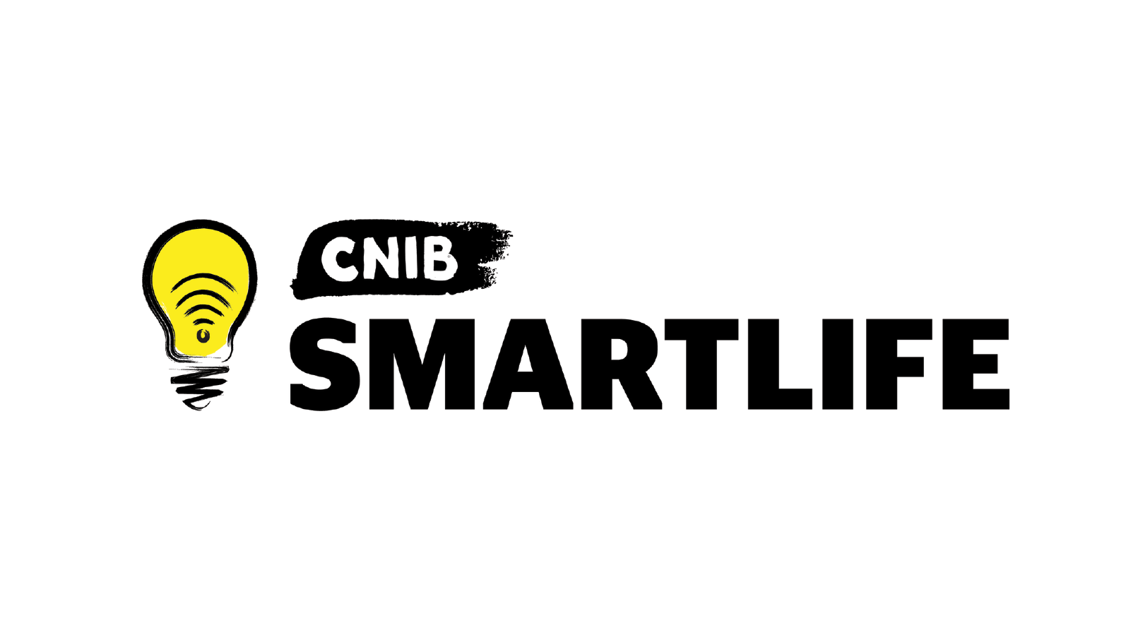 CNIB SmartLife logo. An illustration of an illuminated lightbulb with yellow accents. To the right of the light bulb is the text: CNIB SmartLife. 