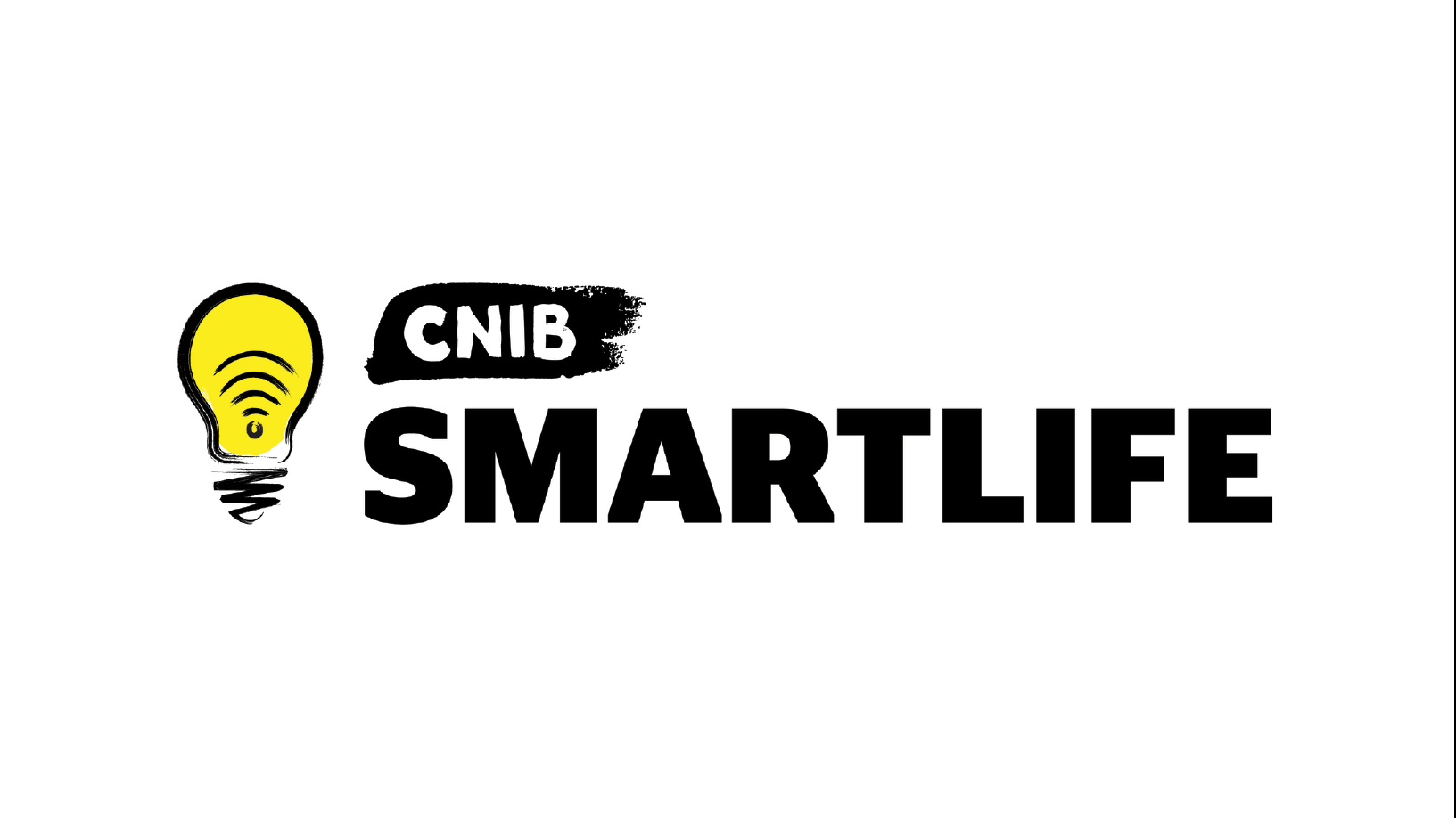 CNIB SmartLife logo. An illustration of an illuminated lightbulb with yellow accents. To the right of the light bulb is the text: CNIB SmartLife. 