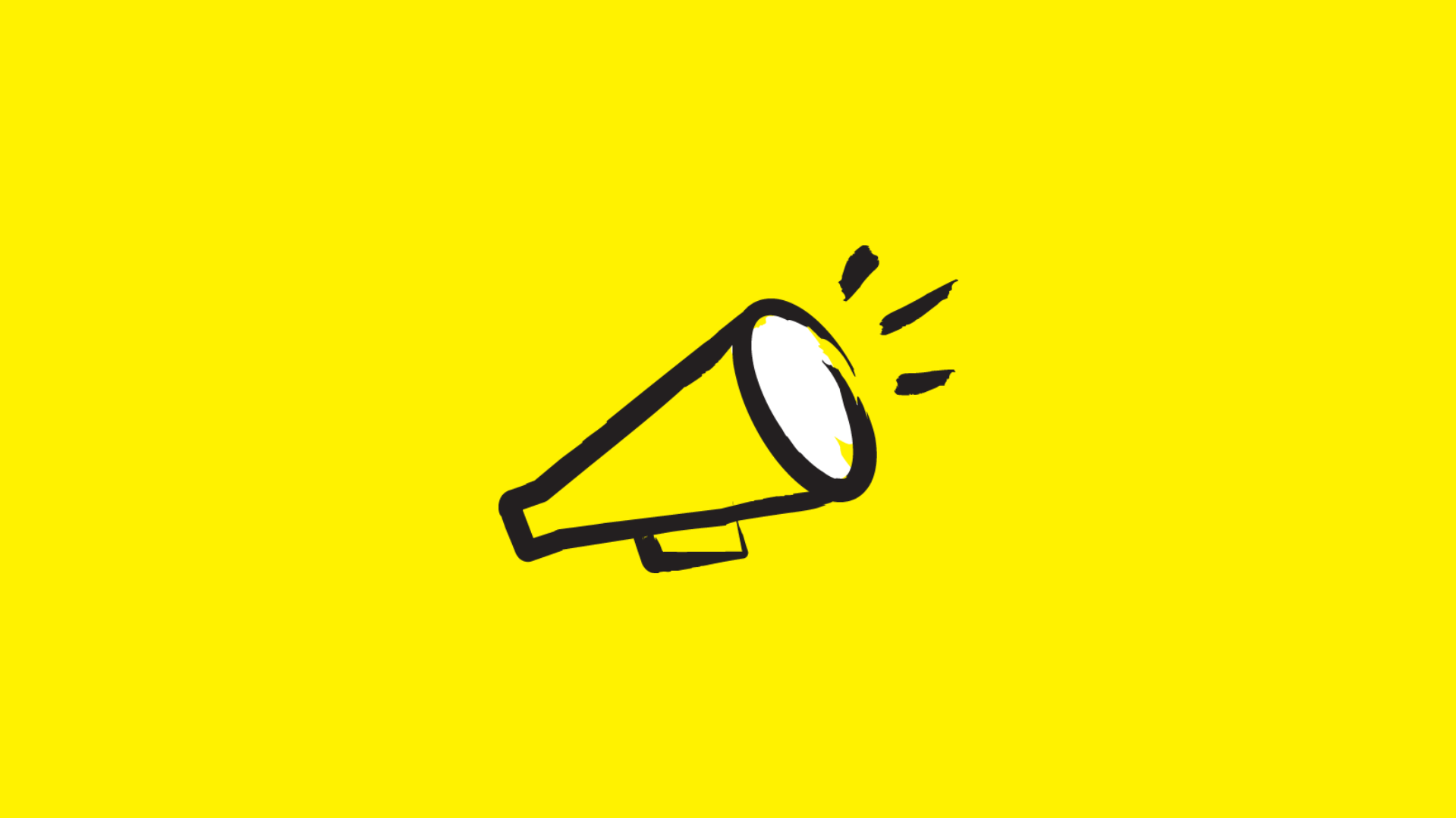 A drawn illustration of a megaphone against a yellow background