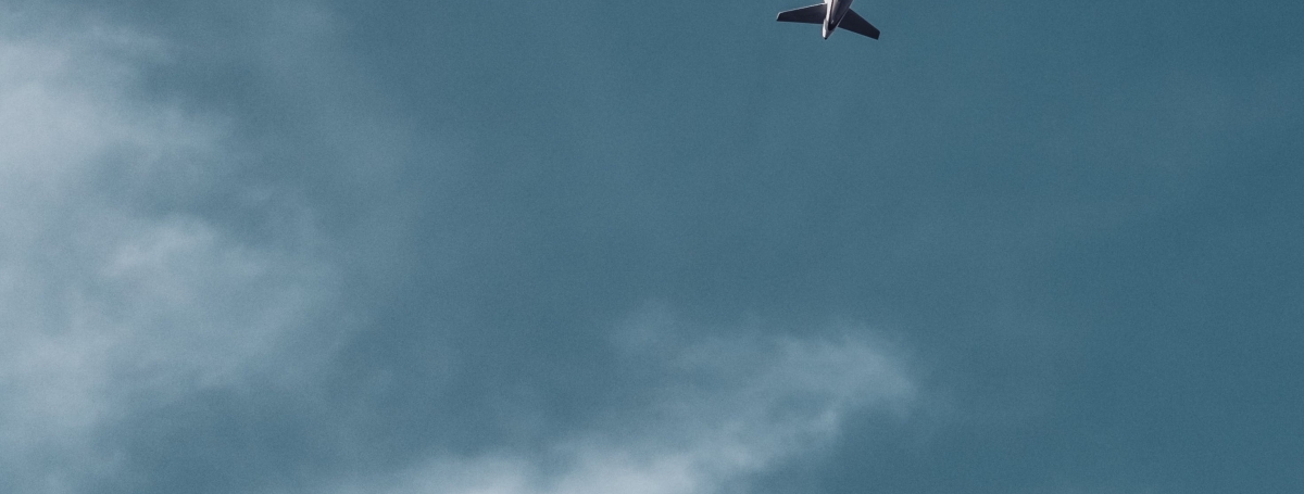 An airplane flying through the air