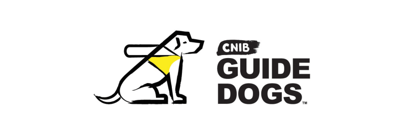 CNIB Guide Dogs Logo: A sketch of a dog in harness. Text: CNIB Guide Dogs.
