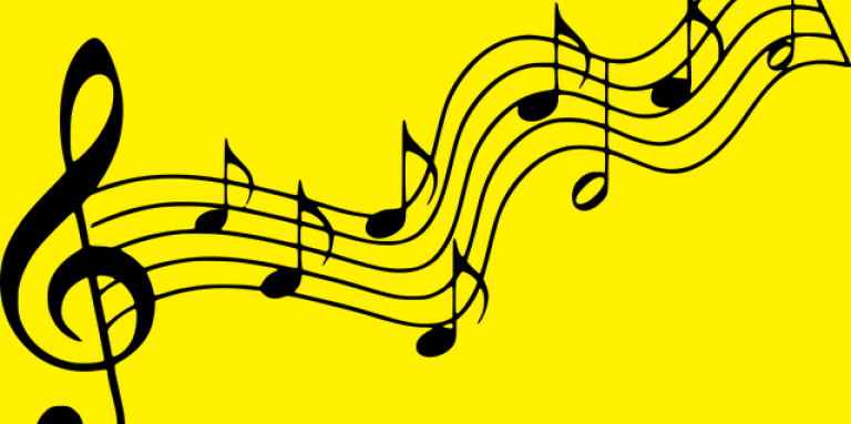 An illustration of a Treble clef and other musical notes.