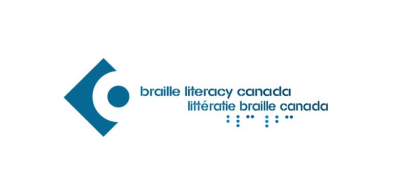 Bilingual Logo: Braille Literacy Canada. Littératie braille Canada. 