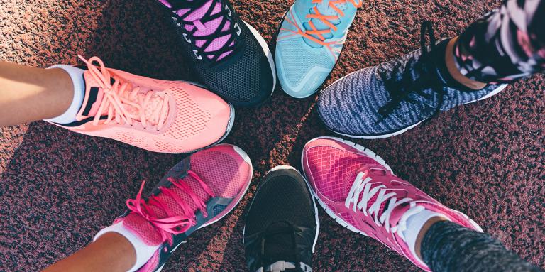 Running shoes forming a circle