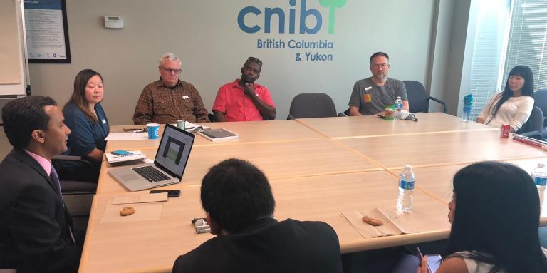 CNIB's Kevin Shaw gives a presentation at the Vancouver office.
