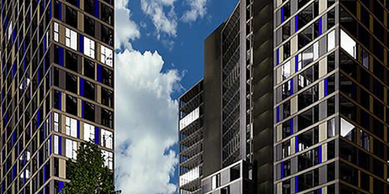 Computer generated image of the forthcoming Axess Condos building 