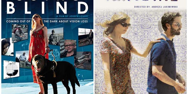 Collage containing movie posters for films featuring blind characters 