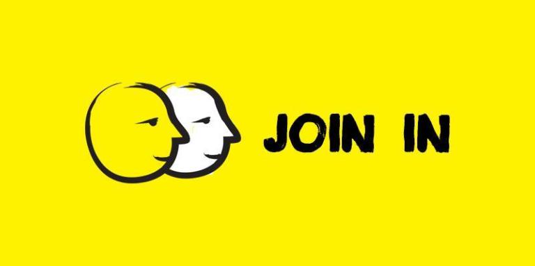 two head icons with the words, join in