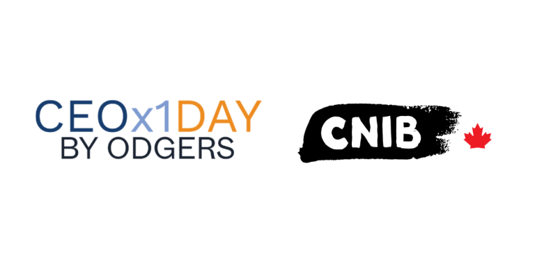 CEO x1 Day by Odgers. The CNIB logo with a red maple leaf beside it. 