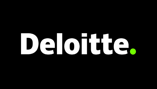 Deloitte logo. White text on a black wallpaper. Deloitte. 